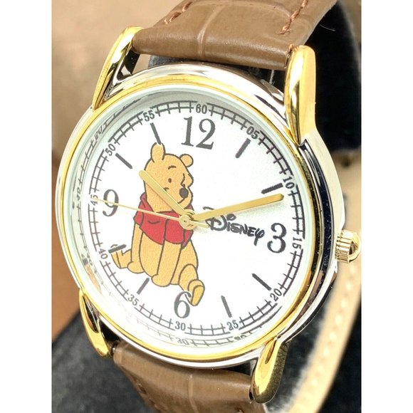 Disney Accessories - Disney Winnie the Pooh Womens Watch White Dial Quartz Brown Leather Band…